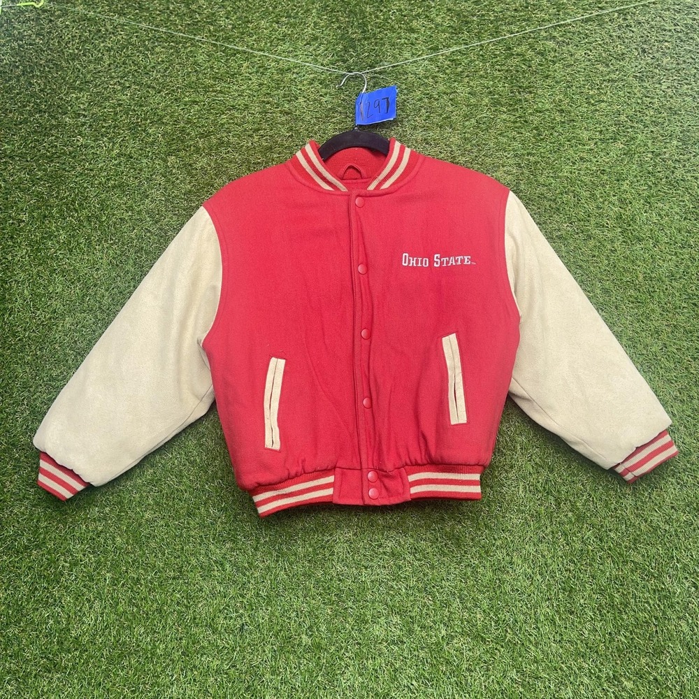 Ohio State Buckeyes Jacket Boys 8 Red NCAA Football Puma Varsity Snap Front